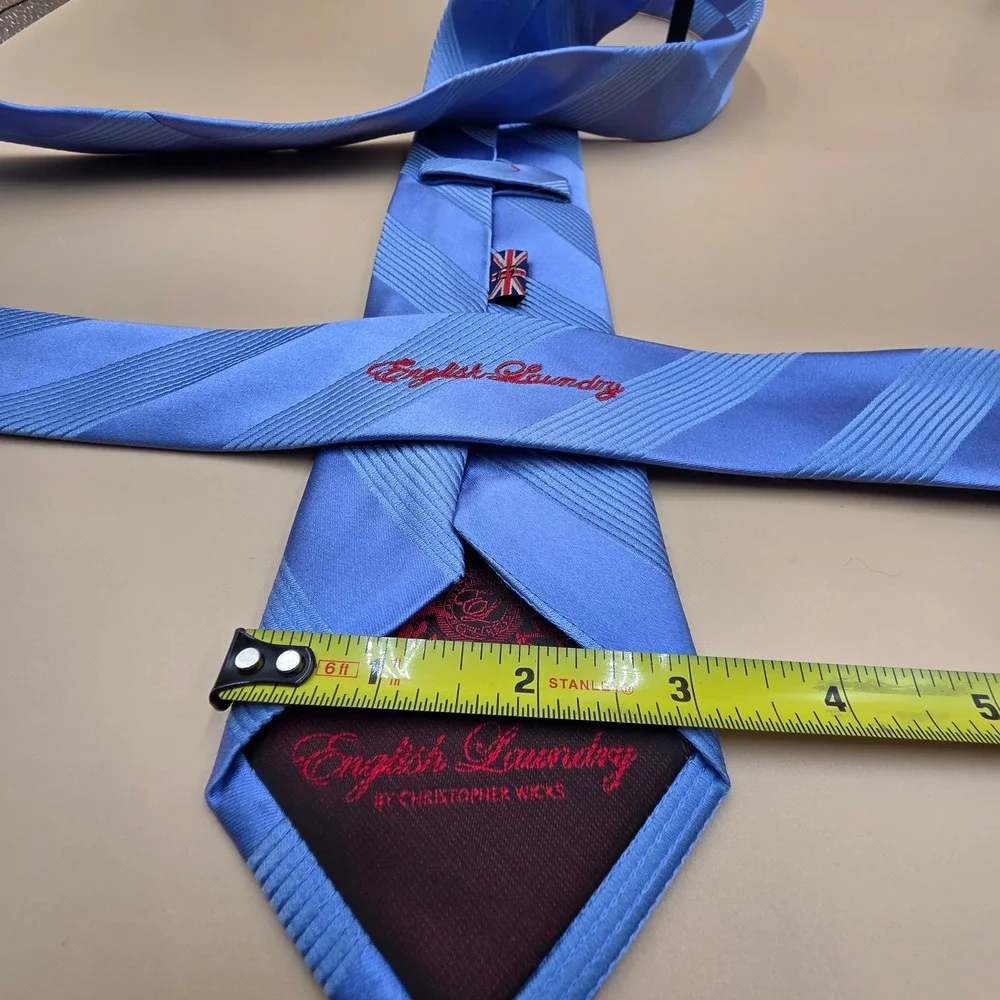 English‎ Laundry Mens Blue Tonal Diagonal Stripe 100% Silk Necktie